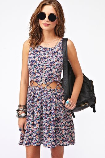 Nasty Gal Ditsy Cutout Dress - Lyst