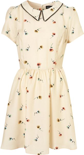 Topshop Pansy Print Collar Dress - Lyst