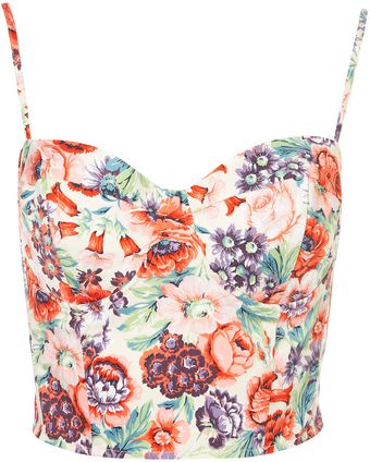 Topshop Rose Print Corset - Lyst