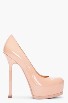 Yves Saint Laurent Beige Patent Tribtoo Pumps - Lyst