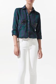 Zara Studded Checked Shirt - Lyst
