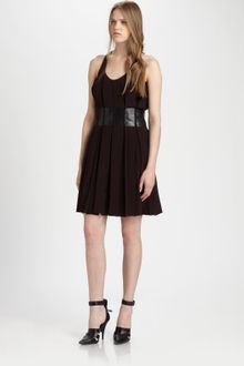 Alexander Wang Pleated Leathertrim Dress - Lyst