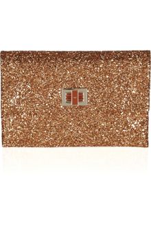 Anya Hindmarch Valorie Glitter Finish Leather Clutch - Lyst