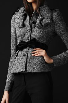 Burberry Prorsum Stretch Tweed Ruched Detail Jacket - Lyst