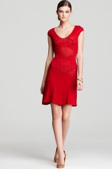 Catherine Malandrino V Neck Dress Pointelle Detail - Lyst
