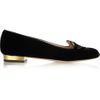 Charlotte Olympia Kitty Embroidered Velvet Flats in Black - Lyst