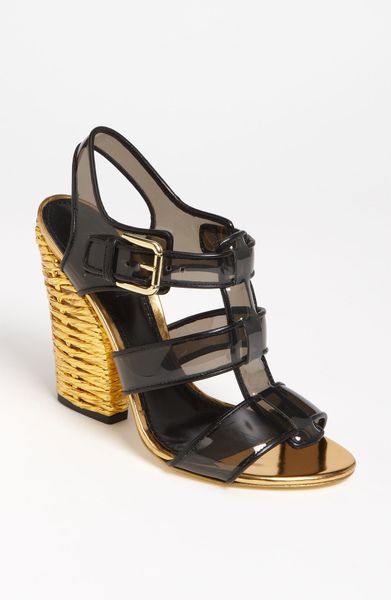 Dolce & Gabbana Sandal in Black (black pvc/ gold leather) - Lyst