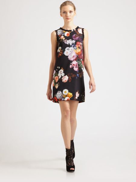 Dolce & Gabbana Floral Shift Dress in Black - Lyst