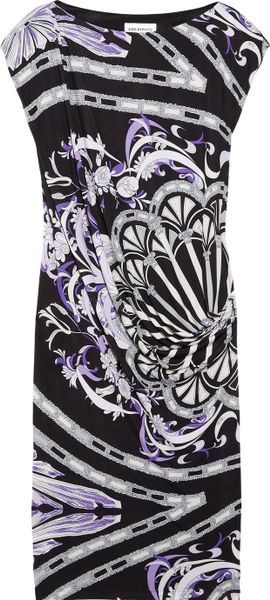 Emilio Pucci Printed Crepejersey Dress in Black - Lyst