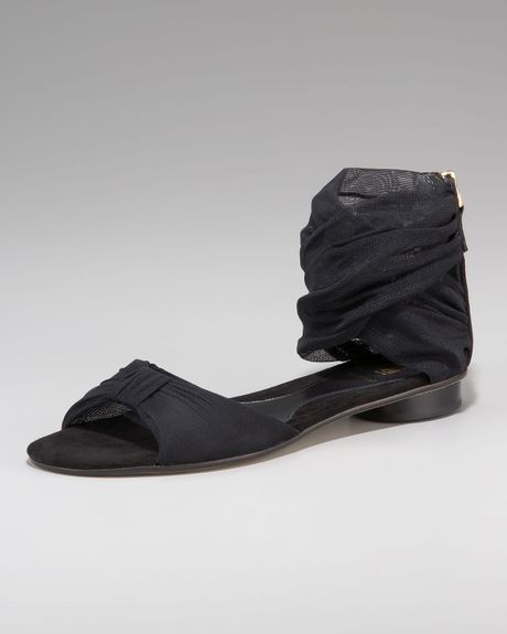 Fendi Flat Chiffon Sandal in Black (oro creama) - Lyst