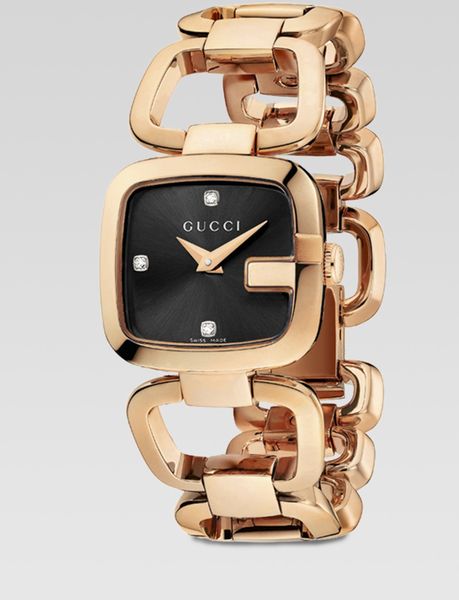 Gucci Diamond Accented Pink Goldtone Physical Vapor Deposition Watch in Gold - Lyst