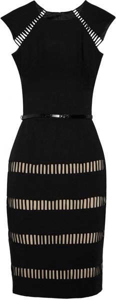 Lela Rose Cut-out Belted Wool Blend Crepe Dress - Lyst