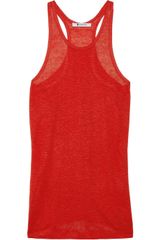 T By Alexander Wang Slub Linen and Silkblend Jersey Racerback Tank