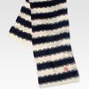 Tory Burch Silk Striped Lace Logo Scarf in Blue (navy) - Lyst