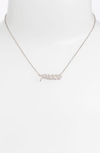 Ariella Collection Messages Peace Script Pendant Necklace - Lyst