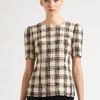 Dolce & Gabbana Tweed Check Top in Black - Lyst
