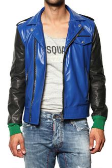 DSquared2 Contrasting Panel Leather Jacket - Lyst