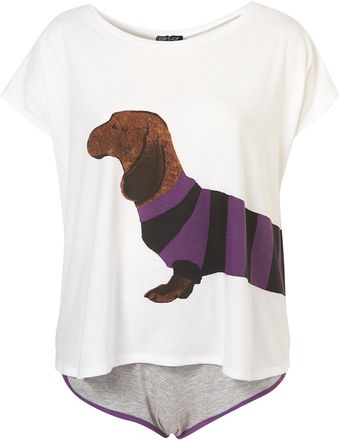Topshop Sausage Dog Tee And Shorts - Lyst