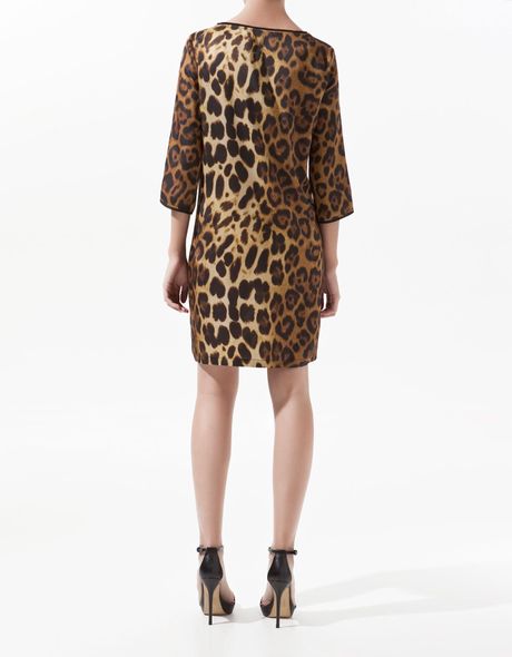 Zara Leopard Print Satin Tunic in Animal (leopard) | Lyst