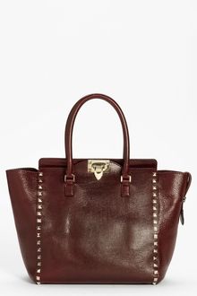 Valentino Rockstud Small Textured Leather Tote - Lyst