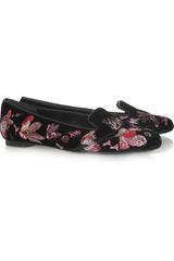 Alexander McQueen Embroidered Velvet Loafers