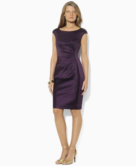 Ralph Lauren Sleeveless Satin Sheath in Purple (raisin) - Lyst