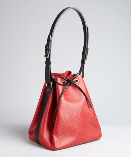 Louis Vuitton Red and Black Epi Leather Petit Noe Vintage Shoulder Bag in Red | Lyst
