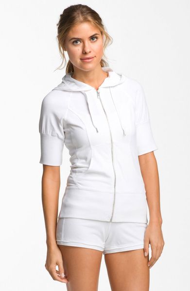 Zella Supersoft Short Sleeve Hoodie in White - Lyst