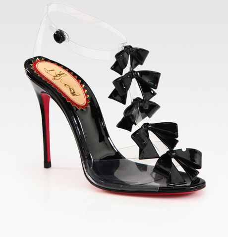 Christian Louboutin Translucent Bow Bow Patent Leather Sandals in Black - Lyst