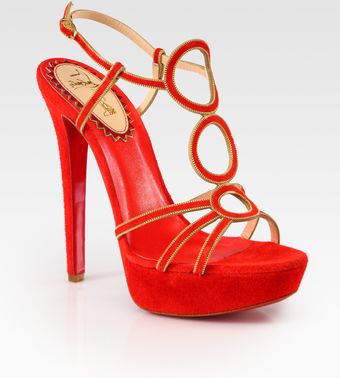 Christian Louboutin Troisronds Suede and Chain Platform Sandals - Lyst