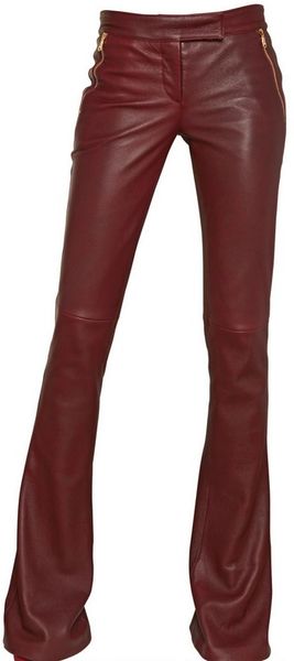 Emilio Pucci Flared Nappa Leather Trousers in Red (bordeaux) - Lyst