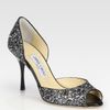 Jimmy Choo Logan Glitter Dorsay Pumps in Silver - Lyst