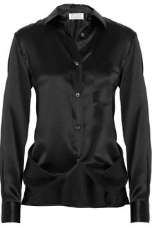 Maison Martin Margiela Draped Silk Satin Blouse - Lyst