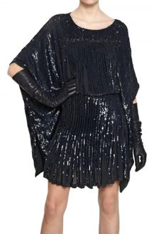 Maurizio Pecoraro Pleated Sequin Silk Georgette Dress - Lyst