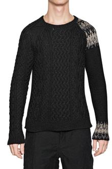Miharayasuhiro Wool Cotton Mohair Aran Knit Sweater - Lyst