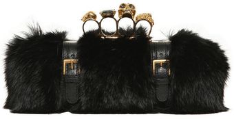 Alexander McQueen Knuckle Box Fur Clutch - Lyst