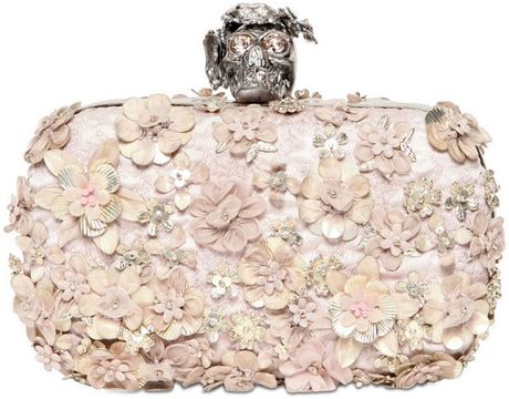 Alexander Mcqueen Skull Flower Jacquard Box Clutch in Beige (nude) - Lyst