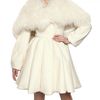 Alexander Mcqueen Shearling and Floral Appliqué Brocade Coat in White - Lyst