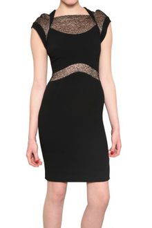 Antonio Berardi Lace Detail On Rayon Cady Dress - Lyst