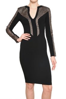 Antonio Berardi Lace Sleeve Rayon Cady Dress - Lyst
