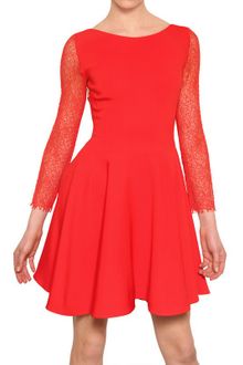 Antonio Berardi Lace Sleeve Rayon Cady Dress - Lyst