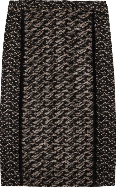 Bottega Veneta Paneled Woolblend Skirt in Black - Lyst