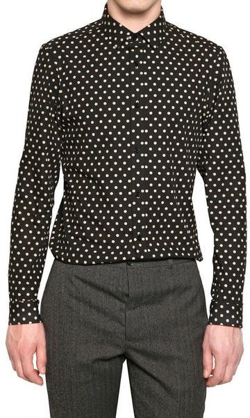 Burberry Prorsum Polka Dots Stretch Poplin Slim Fit Shirt in Black for Men - Lyst