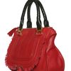 Chloé Grained Leather Marcie with Fringing in Red - Lyst