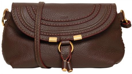 Chloé Marcie Pouch Textured Leather Bag in Brown (truffle) - Lyst
