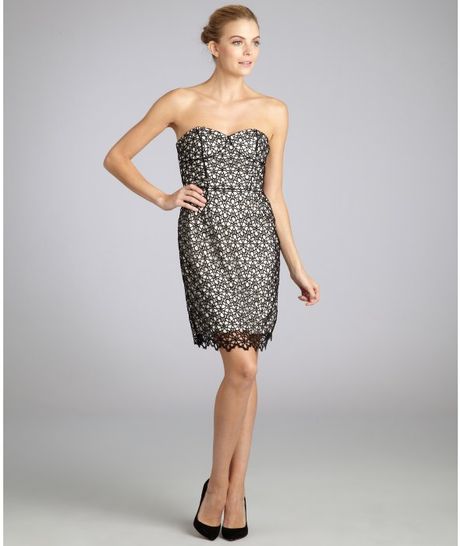 Cynthia Steffe Ivory Lace Covered Emilia Strapless Dress in Gray (ivory) - Lyst