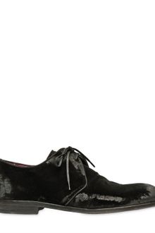 Dolce & Gabbana Derby Velvet Stone Washed Laceup Shoes - Lyst