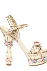 Dolce & Gabbana 160mm Crystal Leather Rose Sandals