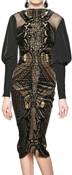 Etro Silk Taffeta and Velvet Dress in Black - Lyst