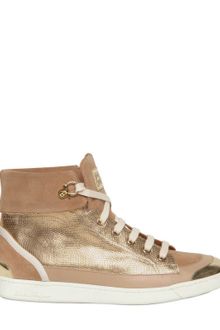 Ferragamo Tobsi Suede Metallic Leather Sneakers - Lyst